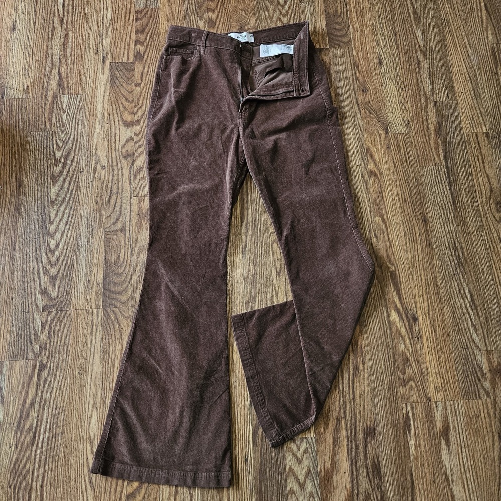 Hollister 13R Brown High-Rise‎ Flare Corduroy W31 Cowgirl Western Womens Pants